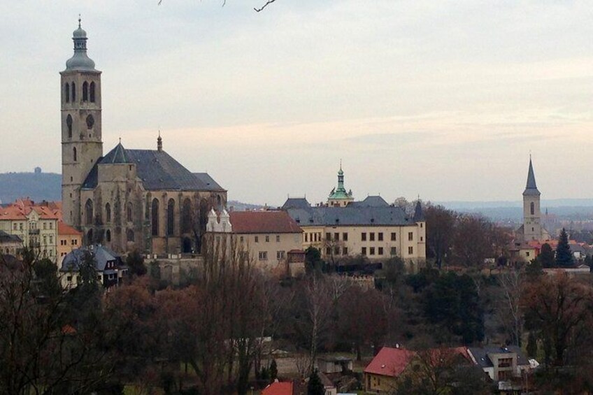 The church of St.Jacob seen from from the lookout terrace of the St.Barbara's cathedral