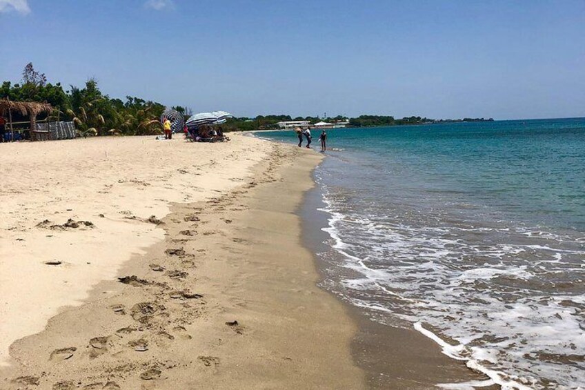 Relaxing on Pinney's beach