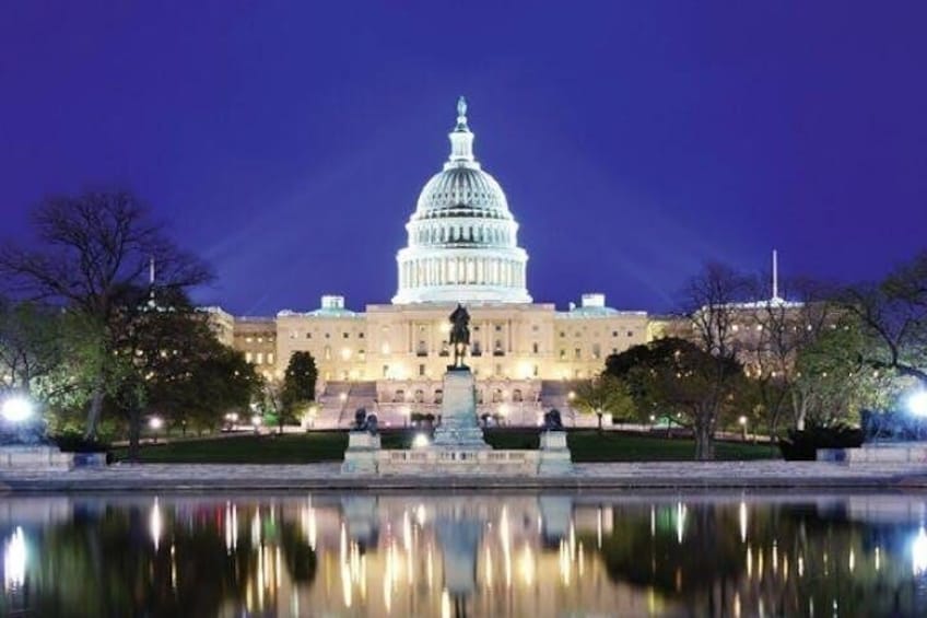 U.S. Capitol at night. 