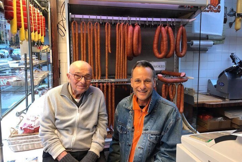 Mr. Baczynsky, Ukrainian owner, East Village Meat Market and smoked kabanosy kielbasa. 