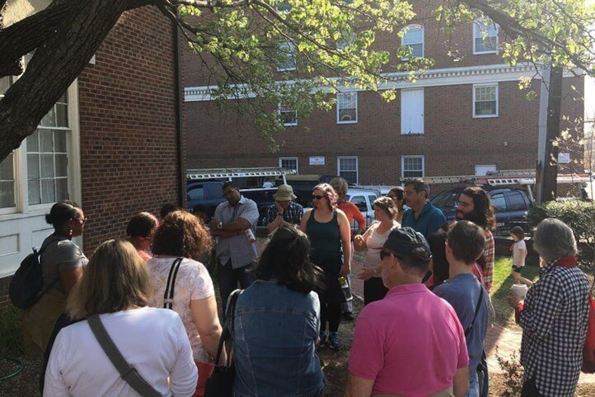 Gathering a group for the start of a tour