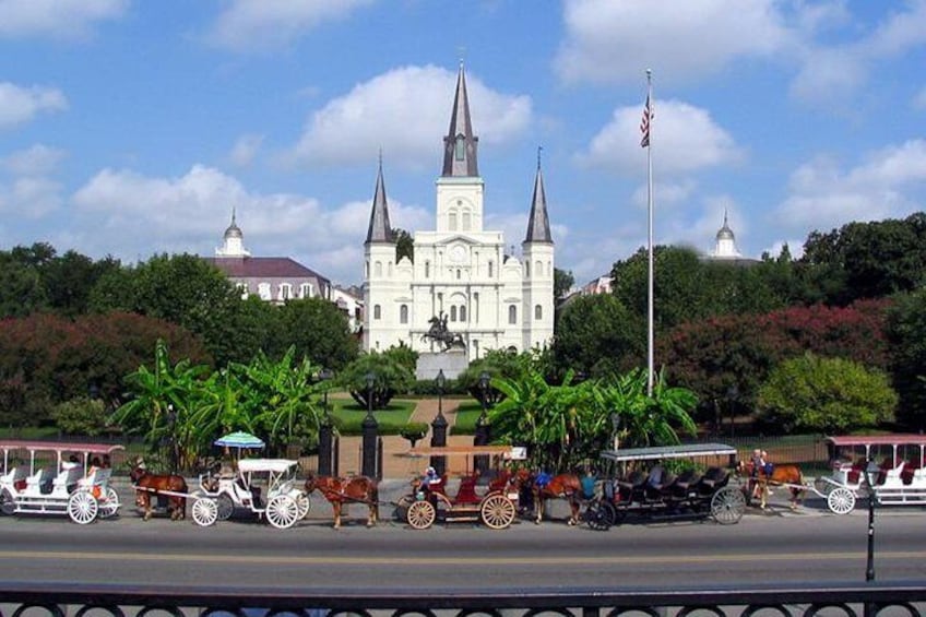 Experience the center of the New Orleans universe in Jackson Square. The Cabildo, St. Louis Cathedral, and the Presbytere represent the crown jewels of the architecture and style of the Crescent City