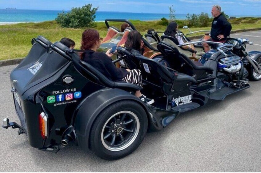 TAURANGA SHORE EXCURSION: Epic 25 min V8 Trike tour of Mt Maunganui & Tauranga