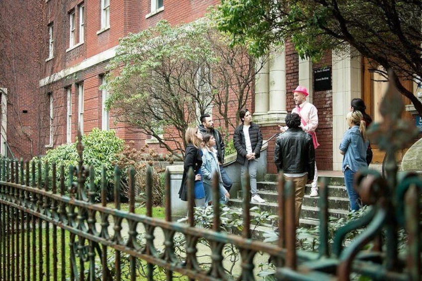 Exploring the grounds of St Paul's Hospital on the Really Gay History Tour