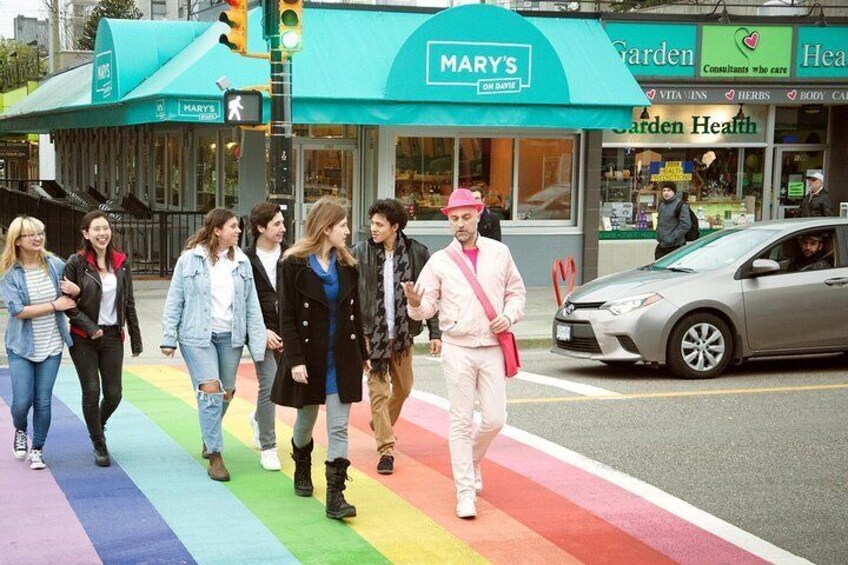 Walking the famous rainbow crosswalk!