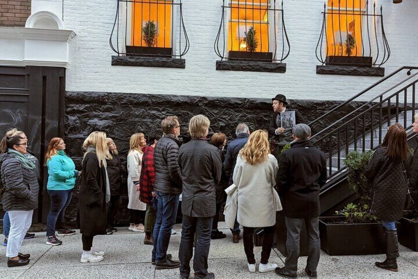 Hearing tales of the goldrush outside Vancouver's oldest hotel, the Victorian.