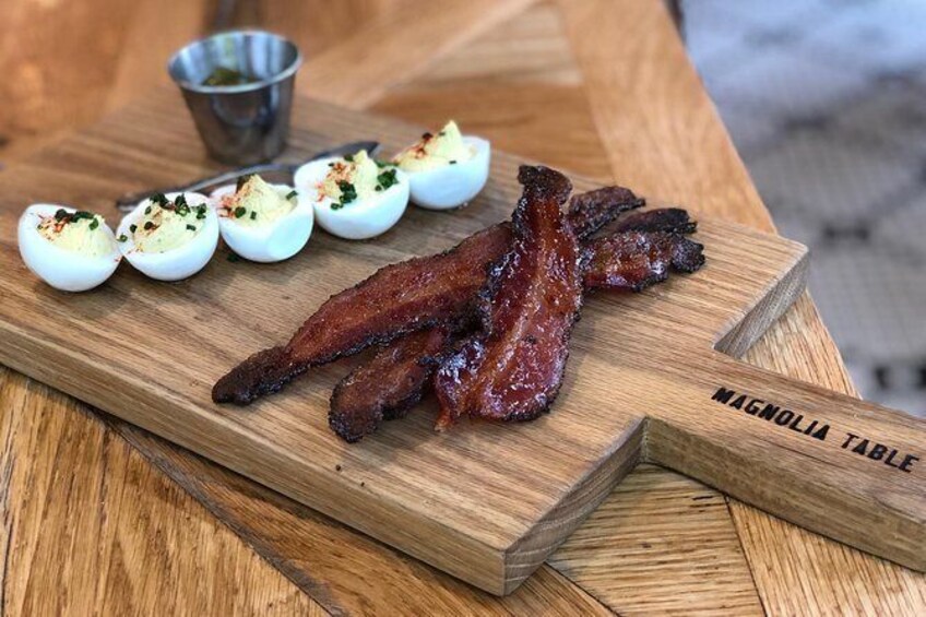 Show item 5 of 20. Magnolia Table, deviled eggs and candied bacon