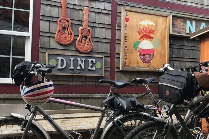 Dining by bike means the best parking spots