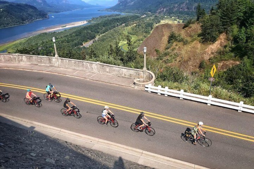 Biking on the Historic Columbia River Highway is movable (and mostly gentle downhill!) joy.