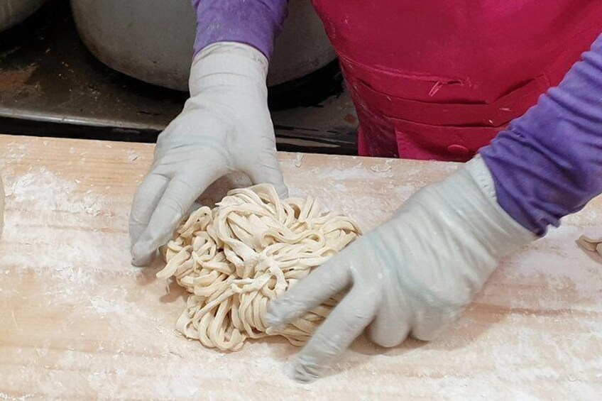 Making some fresh handcut noodles