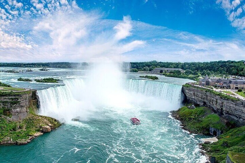 Enjoy the Niagara falls boat cruise under the Canadian Horseshoe Falls!