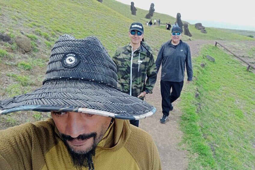 Walking the trails in Rano Raraku