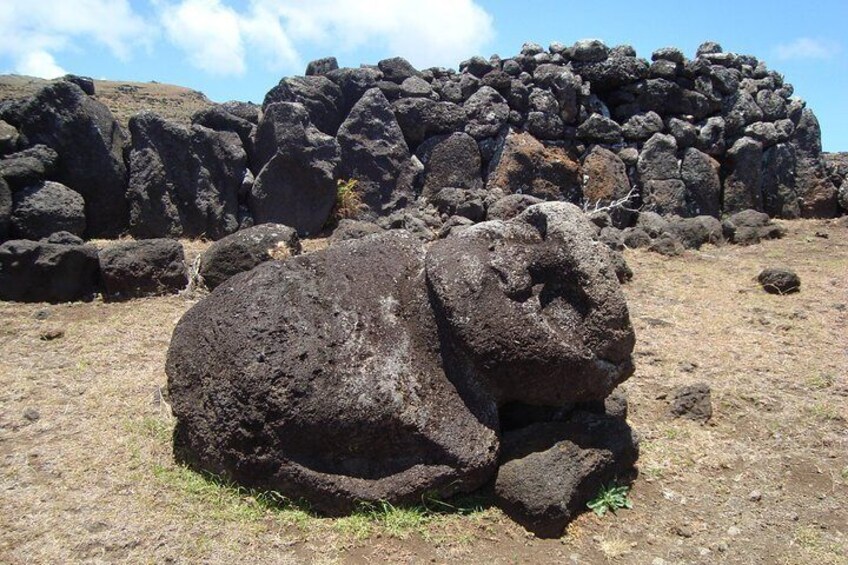 Strange moai of vesicular basalt at Ahu Otoki