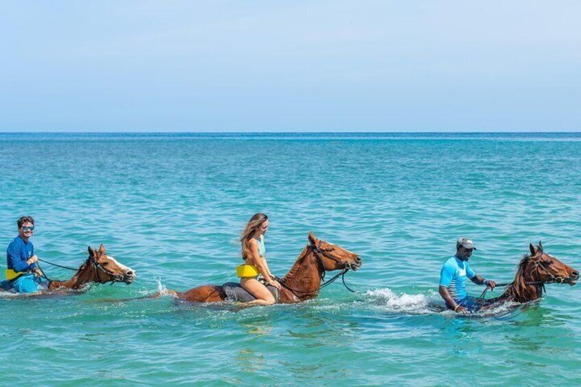 Swim with your horse in the Caribbean Sea