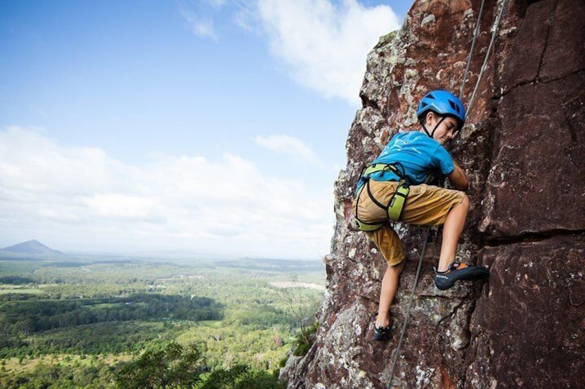 Kids 8+ can climb too at Mt Ngungun