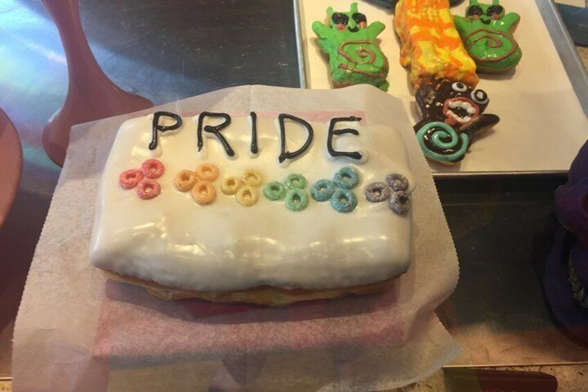 Pride doughnut at VooDoo Doughnuts