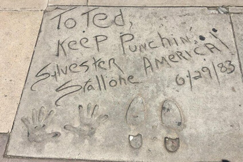 Sly Stallone's handprints and footprints at Grauman's Chinese Theater