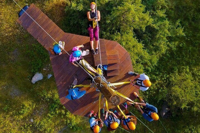 Ziplining across the Beautiful Gallatin River