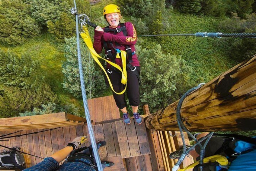 Ziplining across the Beautiful Gallatin River