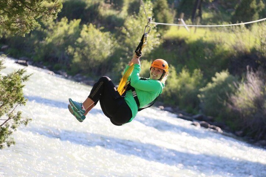Ziplining across the Beautiful Gallatin River