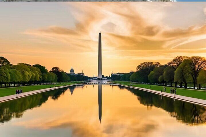 The reflection of the Washington Monument on the reflecting pool!