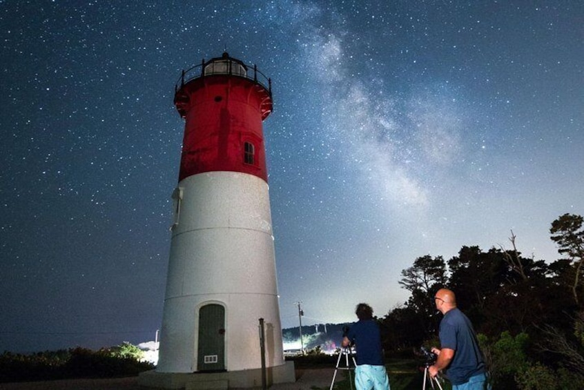 Chris and his brother enjoy a dark night at Nauset Light.