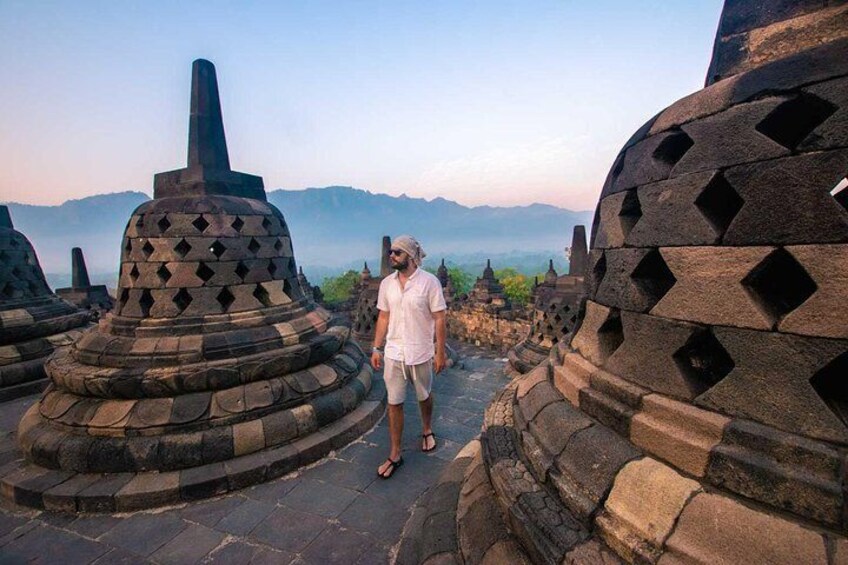 Walking around Borobudur temple