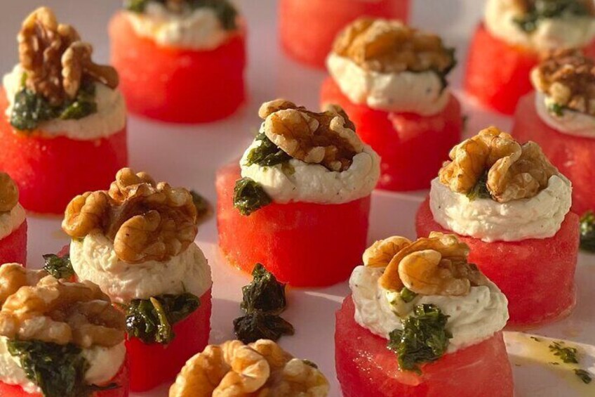 Creamed Feta and watermelon canape