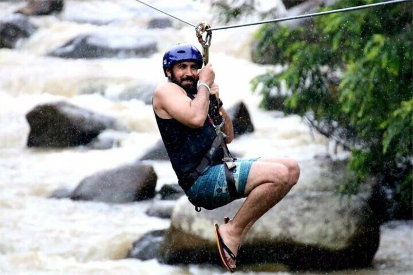 PHUKET: Rafting 7Km.-Monkey Cave-Lunch-Waterfall-Zipline 150 M..-ATV 30 Min.