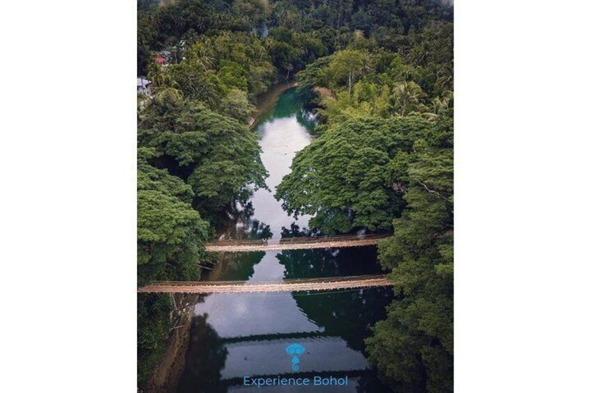 Test your courage at the bamboo hanging bridge