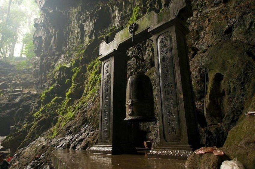 big bronze bell inside pagoda