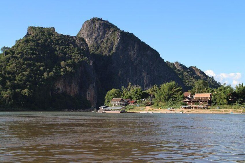 1 DAY Mekong Cruise to Pak Ou Caves. Kuang Si Waterfalls . Local Villages