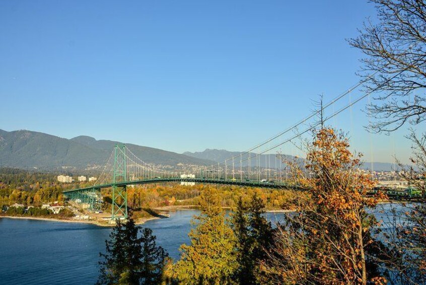 View of Lions Gate Bridge from Stanley Park