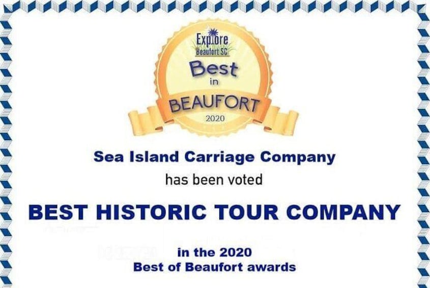 “Best Historic Tour Company 2020”!