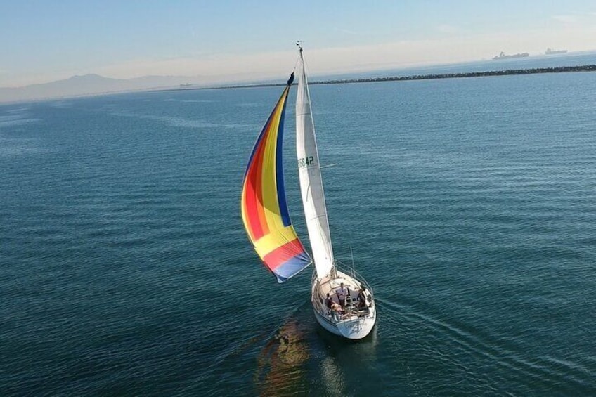 Spinnaker Sailing on a Calm Day inside the Long Beach Breakwater