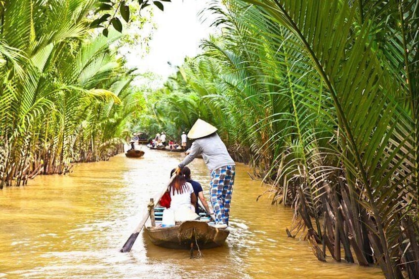 Rowing boat in Mekong delta
