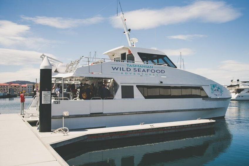 Our luxury catamaran Cuttlefish departs from Hobart in Southern Tasmania