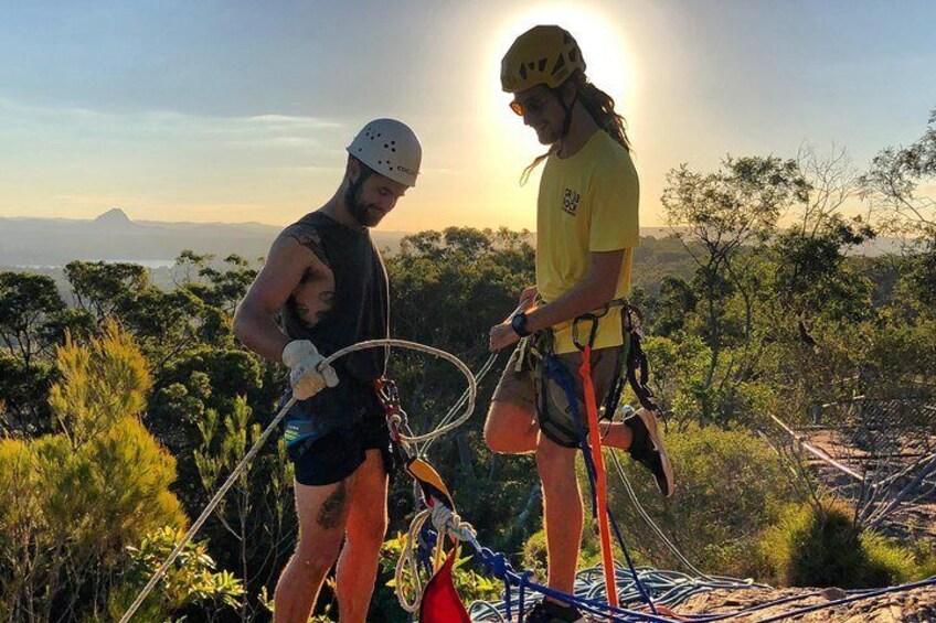 Sunset Abseiling with panoramic views of Noosa's Hinterland and Sunshine Coast