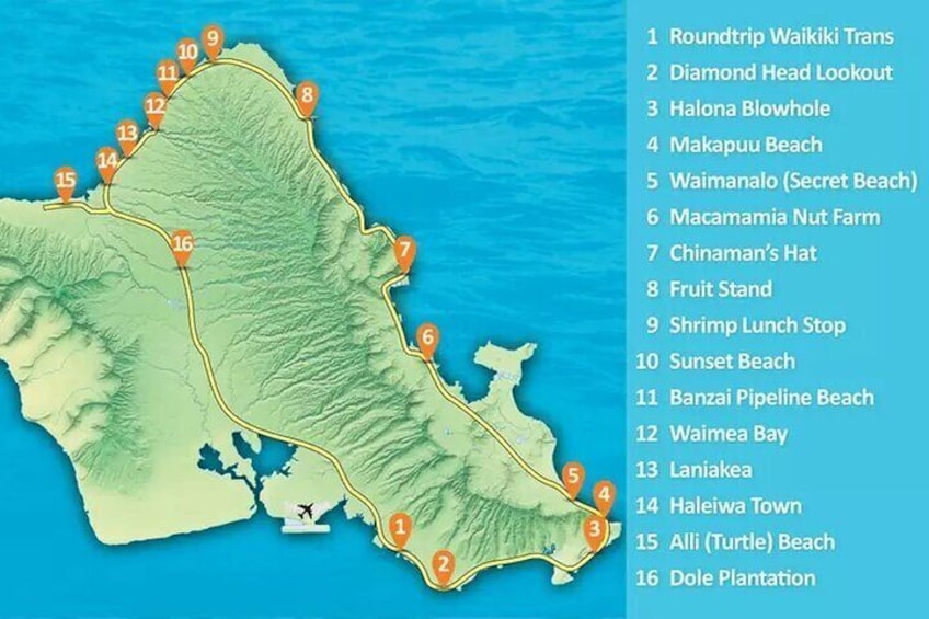Here is a map of 16 Different Locations that we feature as Points of Interest.