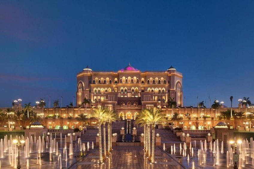 An ouside view of the royal Emirates Palace Hotel