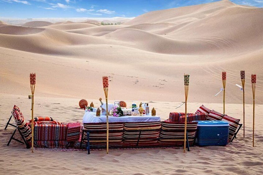 Abu Dhabi Private Desert Romantic Dune Dinner with Dune Bashing