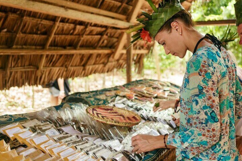 tourist looking at the packeged spices