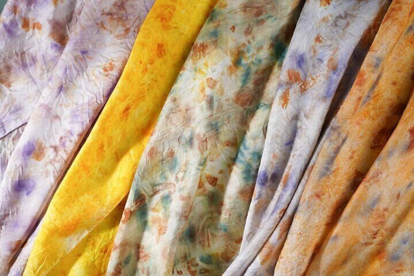 natural silk scarves after dyeing