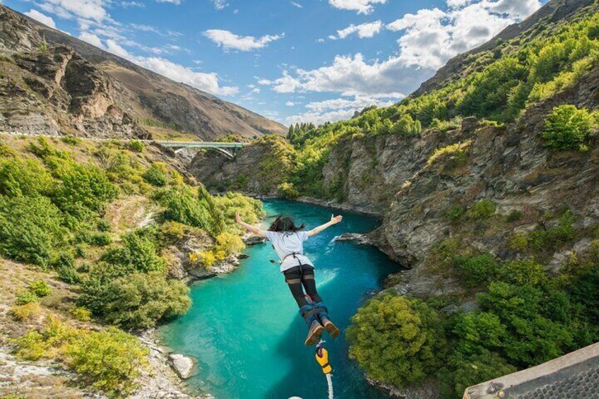 Ride over the world's first bungy site over the Kawarau River