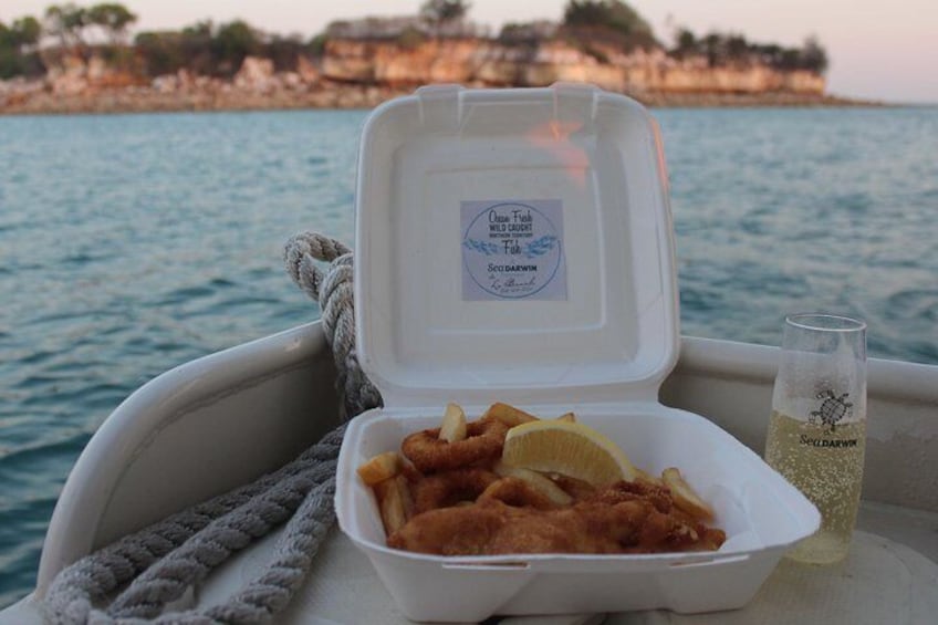 Fresh, local fish + chips + drink