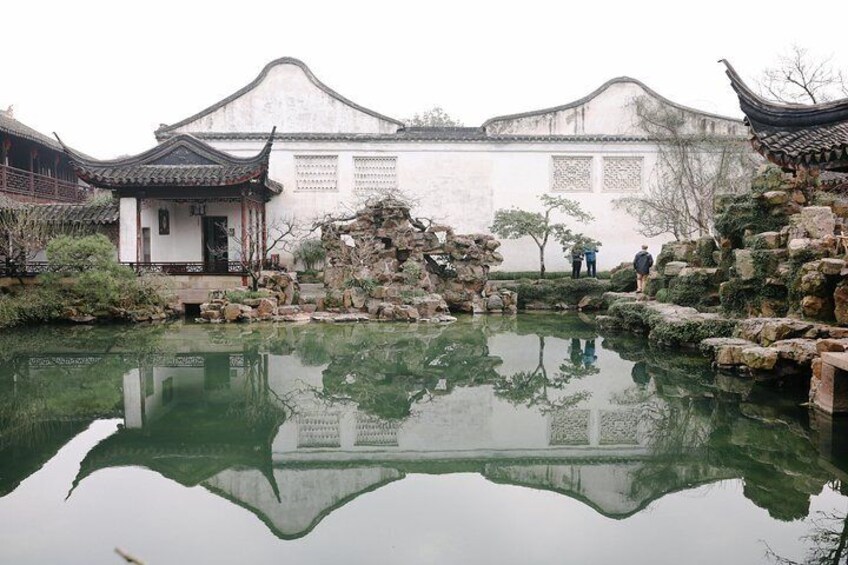 The waterway reflects the architecture of the Master of Nets Garden in Suzhou, China.