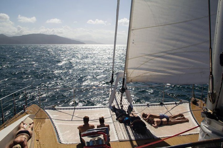 Enjoy the sail on the journey back to Cairns