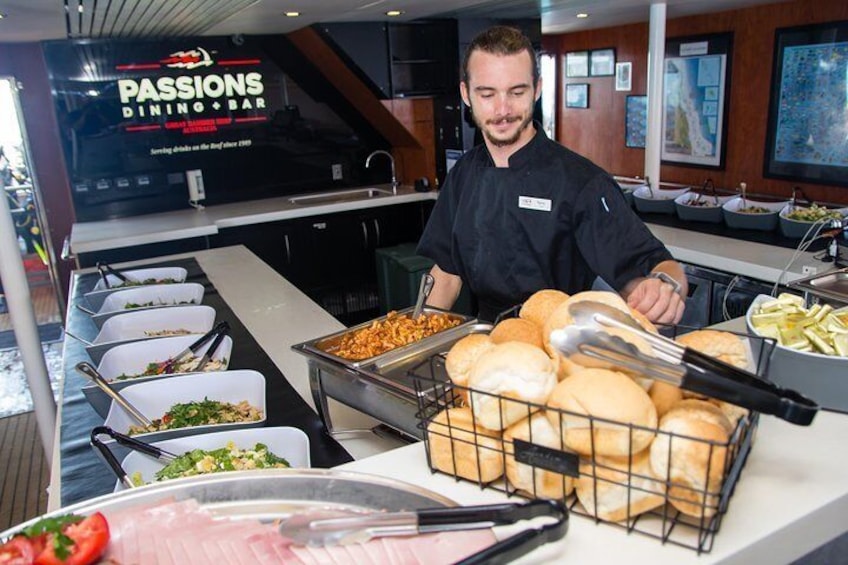 Lunch is prepared and served on board by our chef