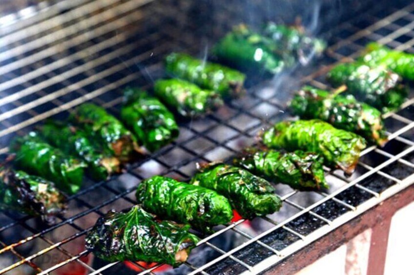 Vietnamese grilled beef wrapped in betel leaves 