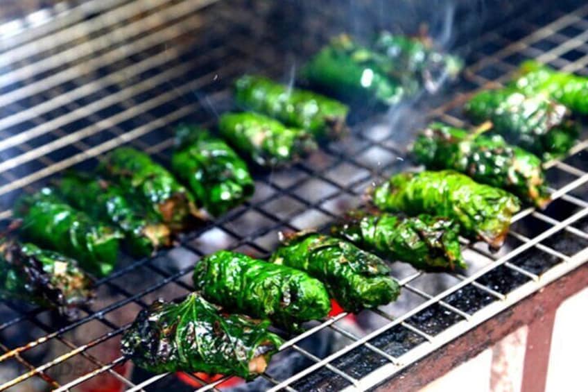 Vietnamese grilled beef wrapped in betel leaves